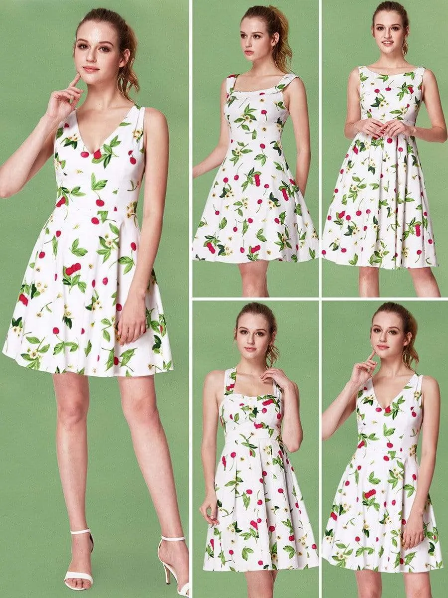 Alisa Pan V Neck Cherry Print Summer Dress