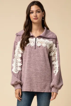 All About the Lace Pullover,  Mauve