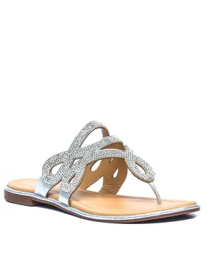 Amelia Silver Flat Sandals