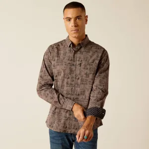 Ariat Men's Brown Matteo Desert Print Modern Fit Button-Down Stretch Shirt