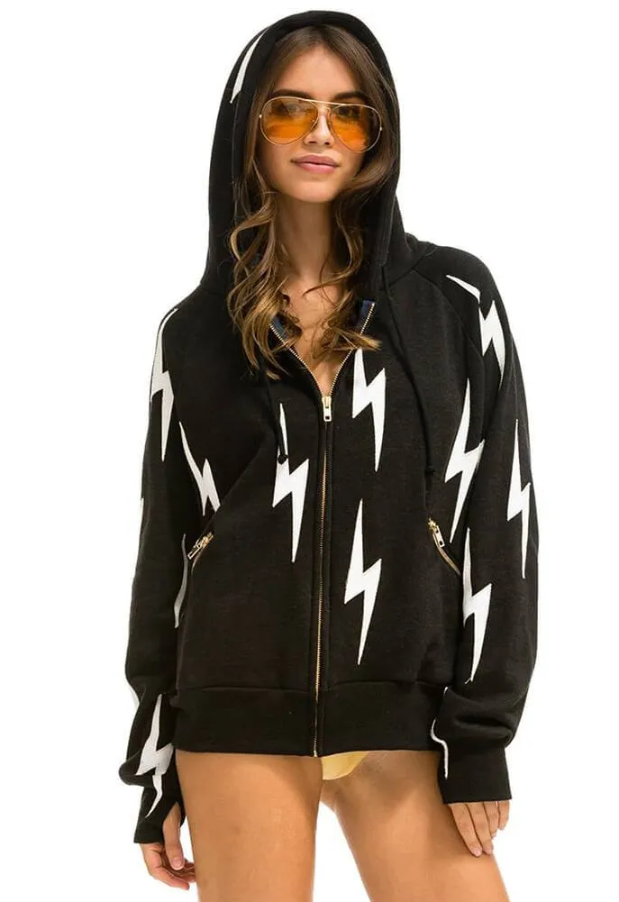 Aviator Nation Bolt Stitch Repeat Zip Hoodie in Black/White