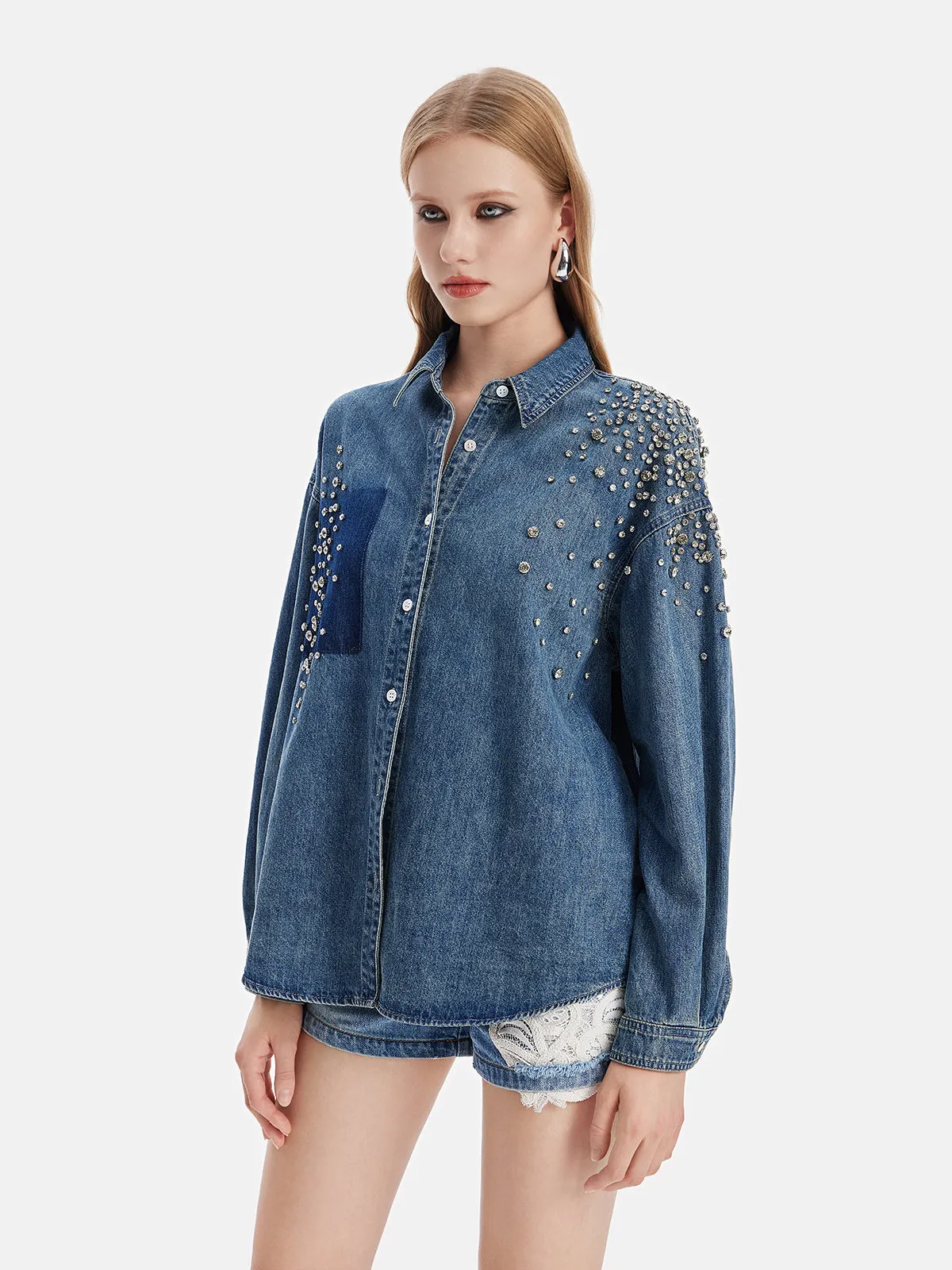 Beaded Denim Shirt