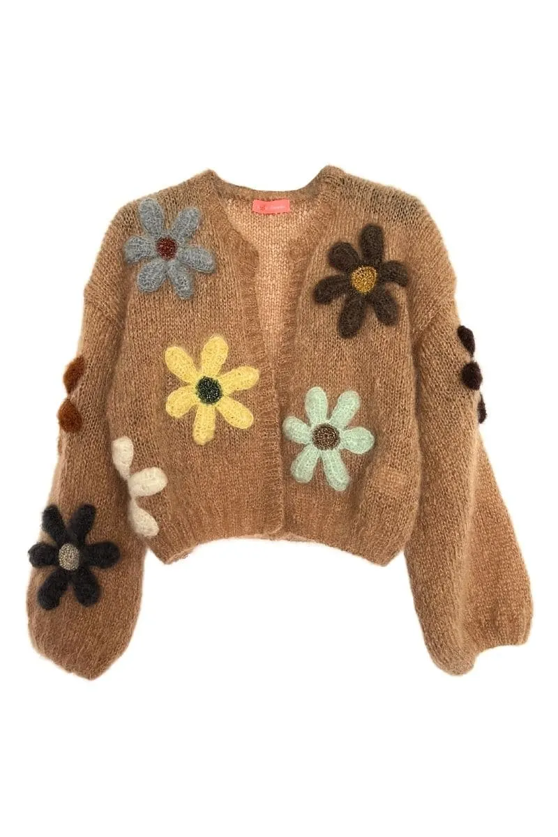 BEIGE FREE FLOWERS MOHAIR BOLERO