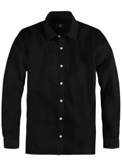 Black Cotton Linen Shirt