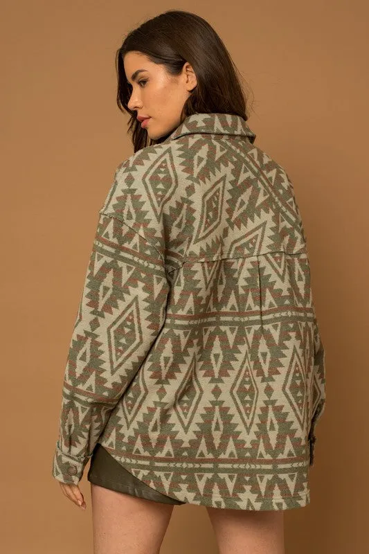 Cactus Desert Aztec Print Shacket