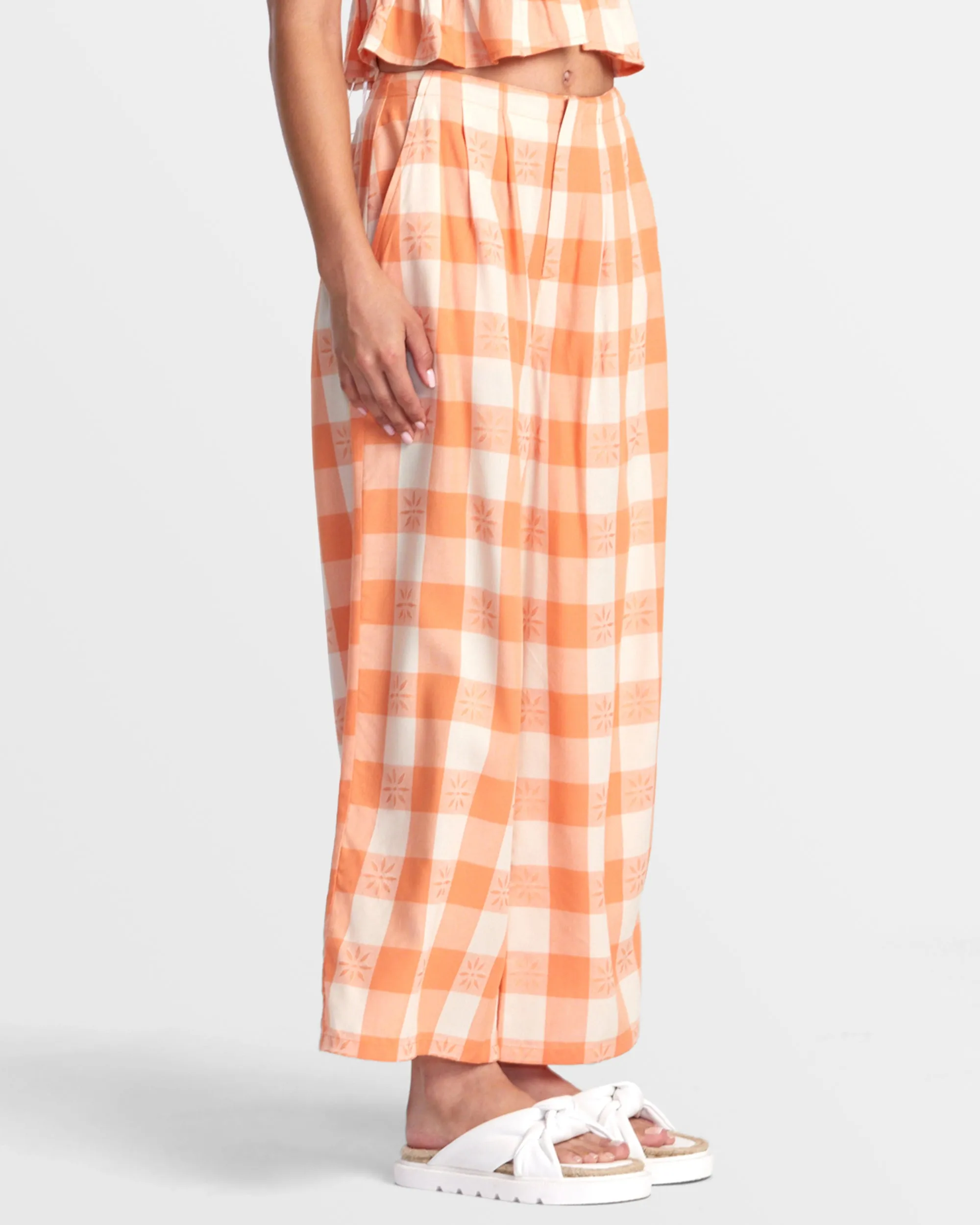 Callum Printed Wide Leg Pants - Copper Tan