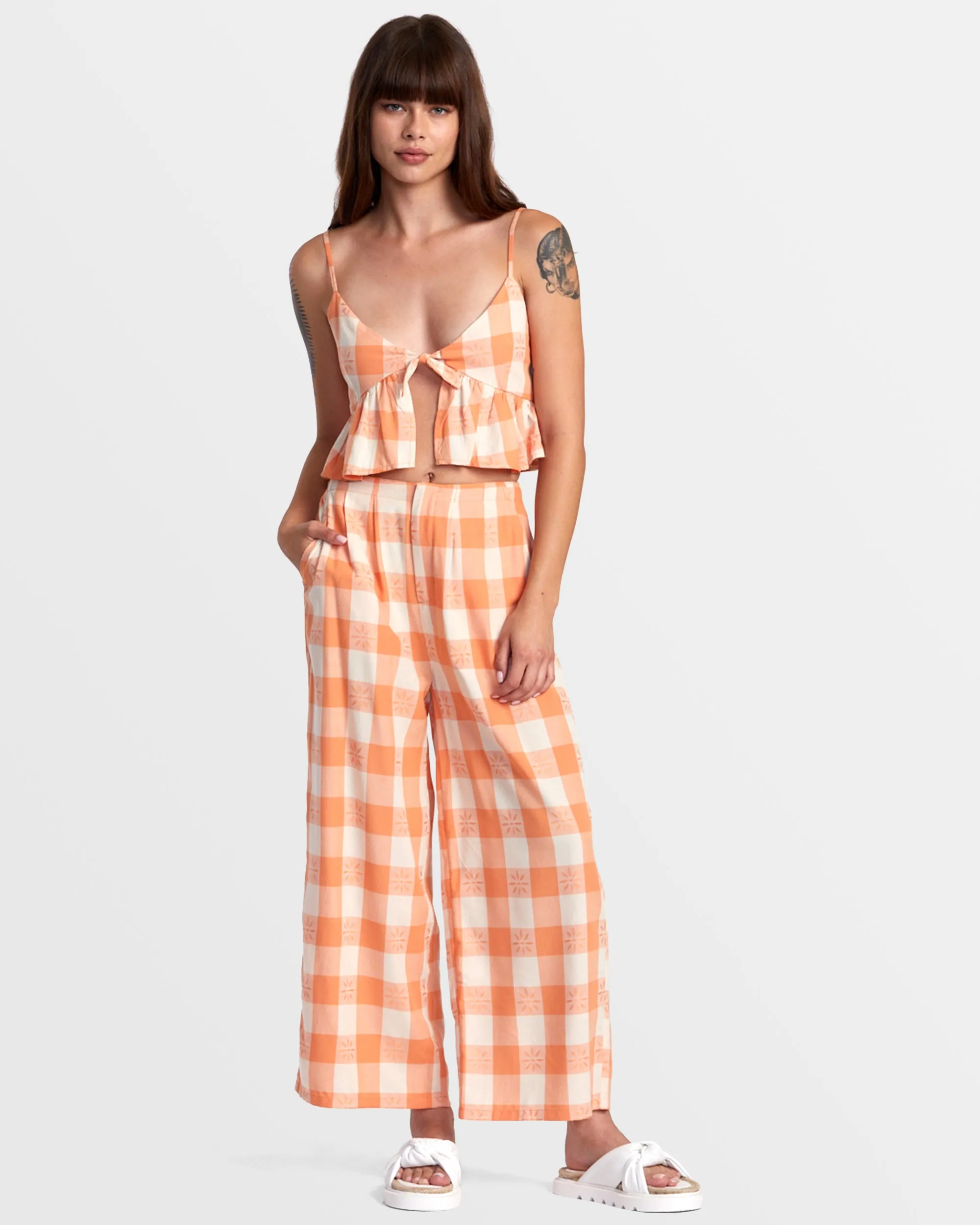 Callum Printed Wide Leg Pants - Copper Tan