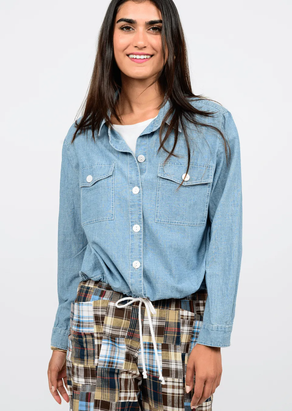 CHAMBRAY DRAWSTRING JACKET