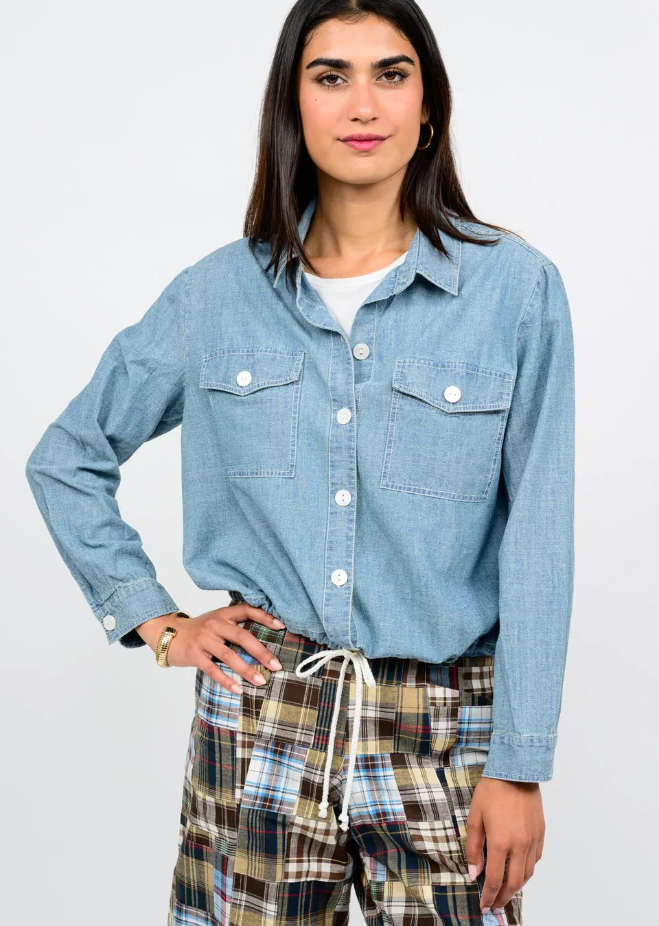 CHAMBRAY DRAWSTRING JACKET