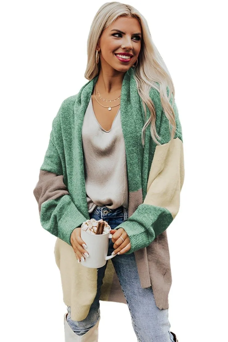 Chunky Green and Cream Cardigan