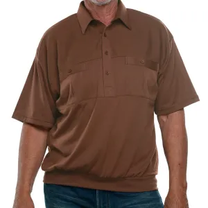 Classics by Palmland Big and Tall Short Sleeve Banded Bottom Shirt 6010-656BT Brown