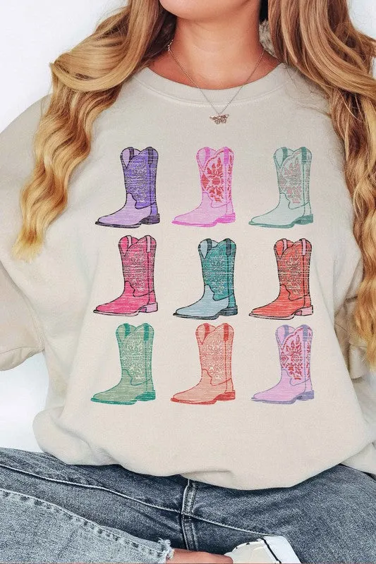 COWGIRL BOOTS WESTERN COUNTRY OVERSIZED SWEATSHIRT