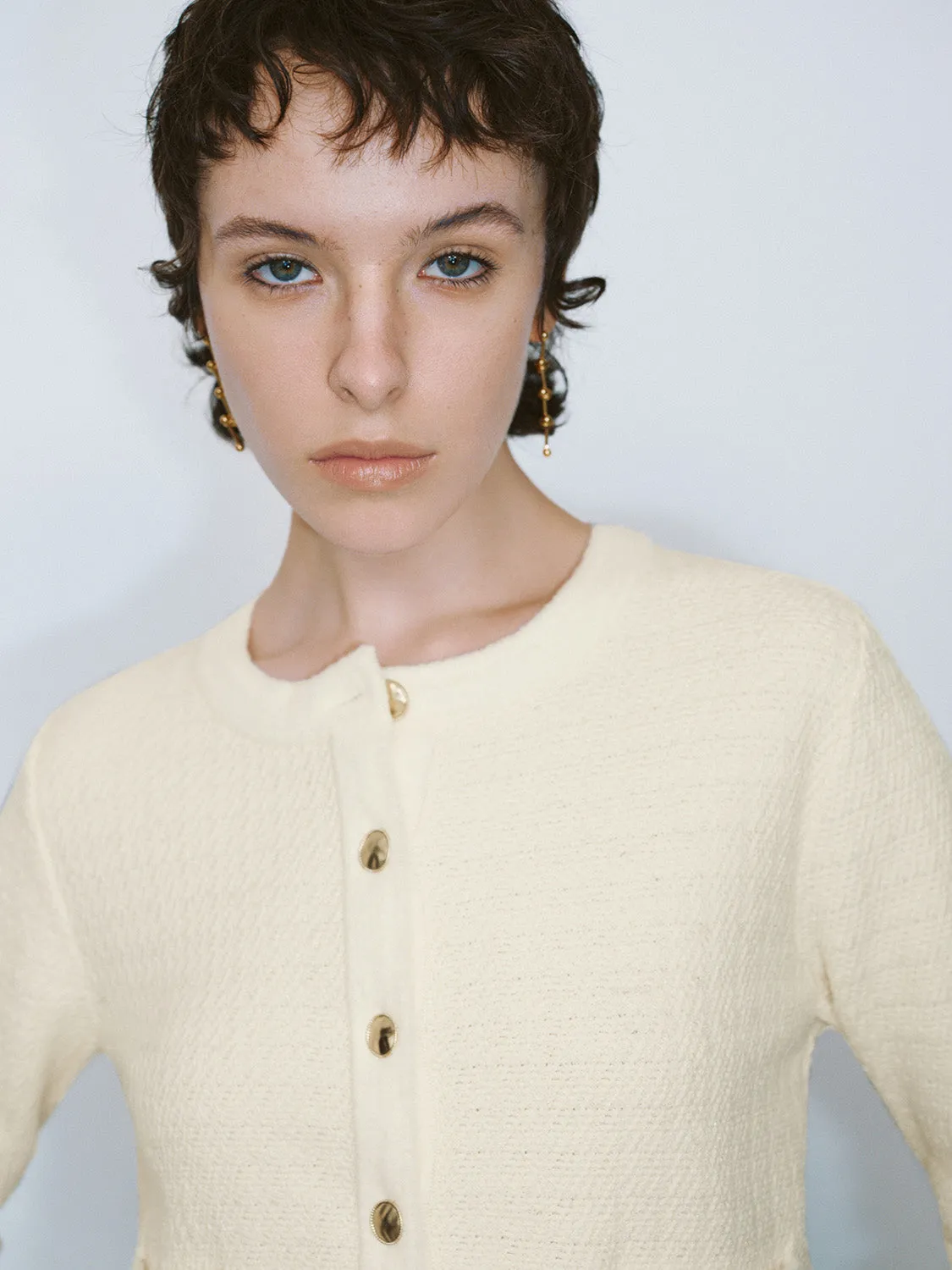 Crew Neck Knitted Cardigan