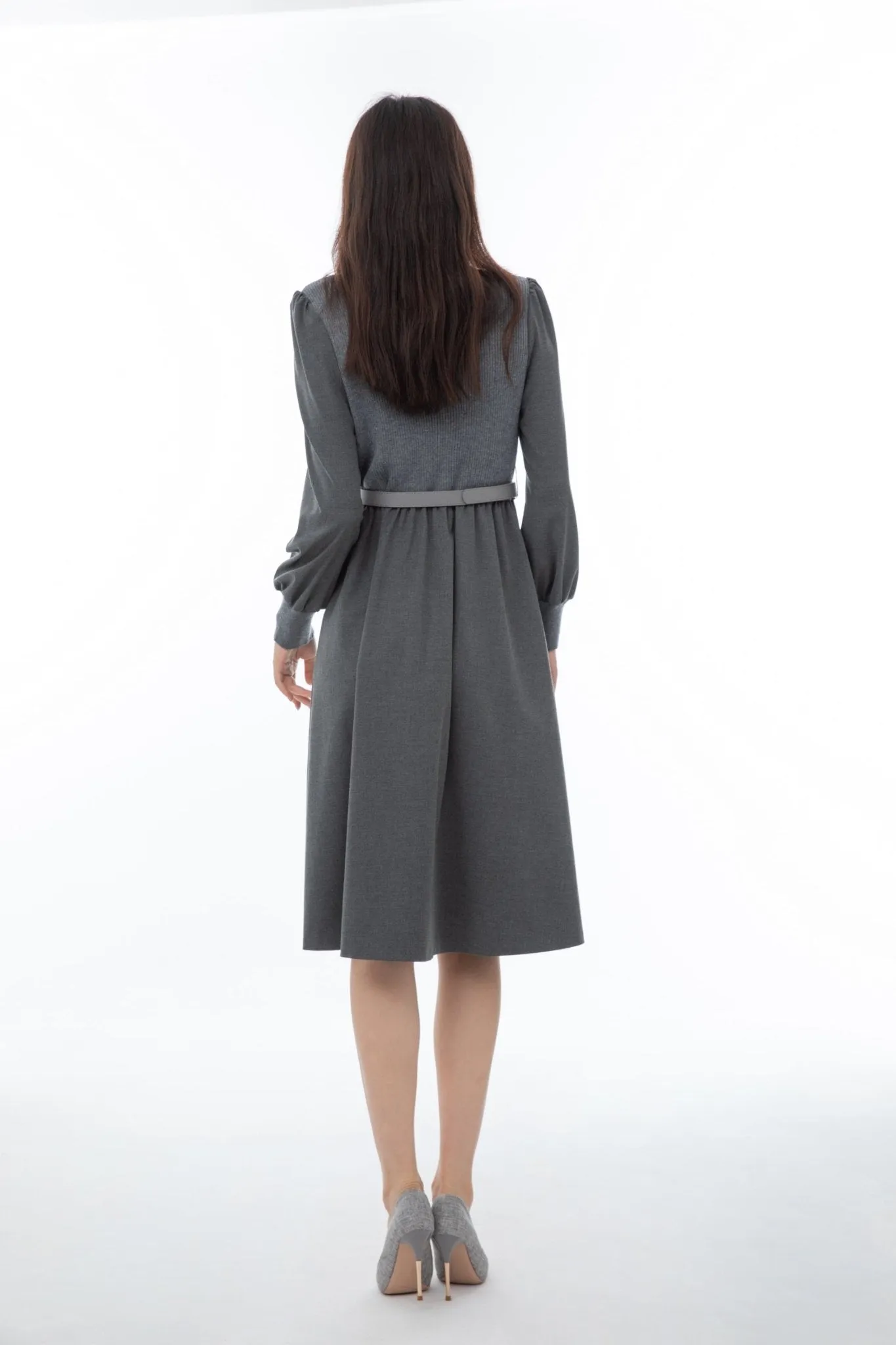 Dark Grey Knit Panel Dress