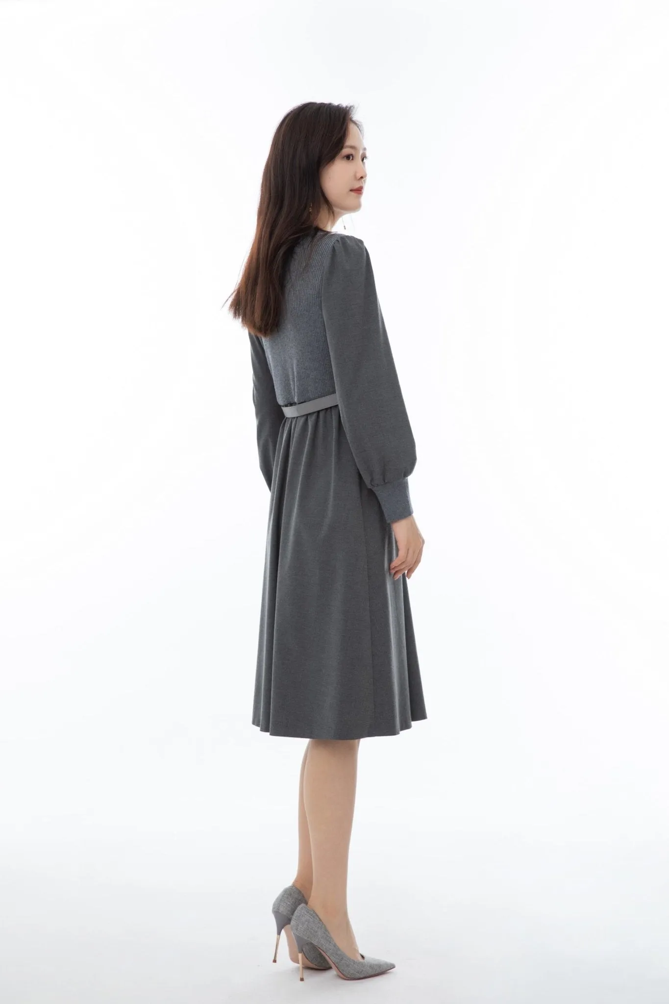 Dark Grey Knit Panel Dress