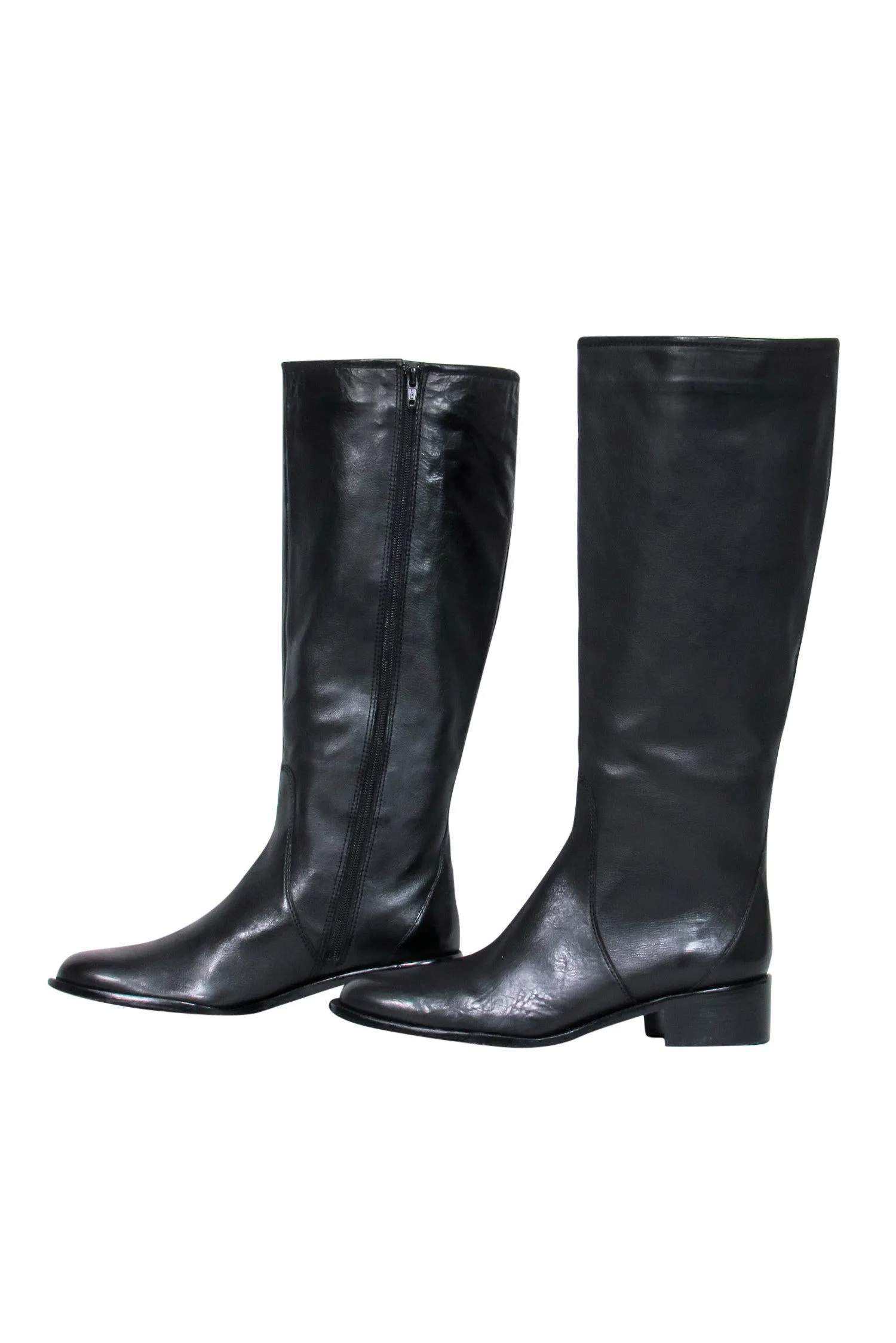 Delman - Black Leather Heeled Riding Boots Sz 9