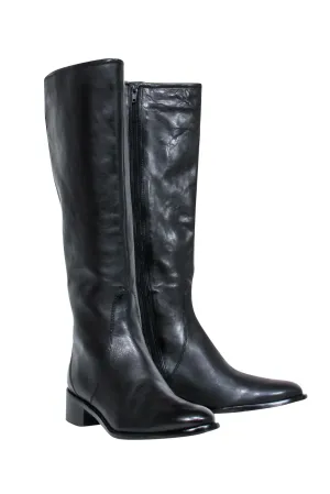 Delman - Black Leather Heeled Riding Boots Sz 9