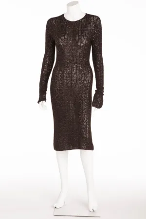 Donna Karan - Black Long Sleeve Knitted Dress with Sequins -