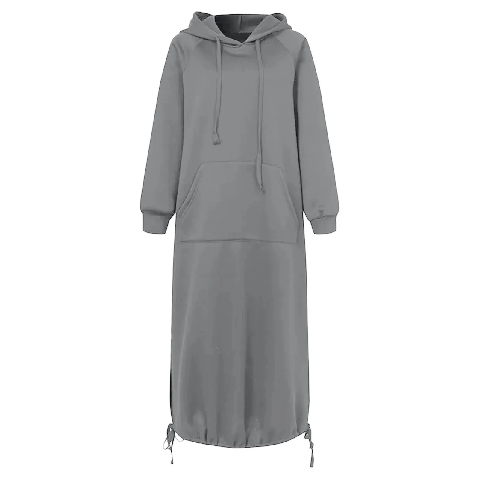 Elegant Split Hooded Large Pullover Casual Autumn Pocket Warm Sweatshirt Fashion Hoodie Dress