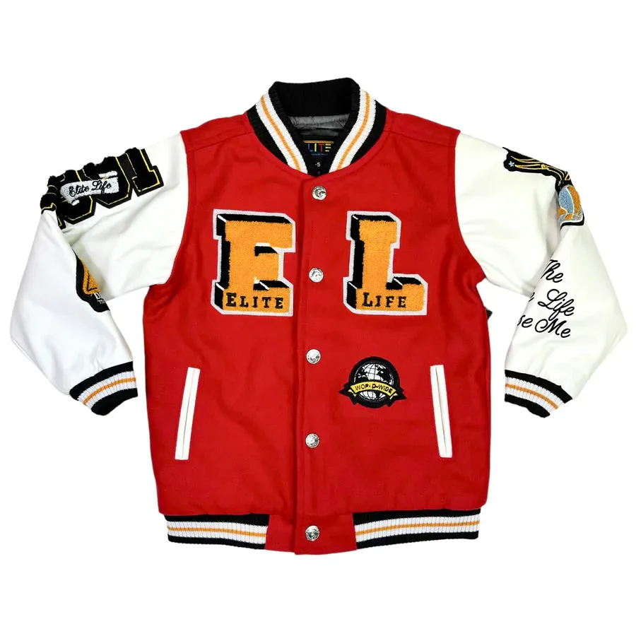 Elite - Kids Varsity Jacket - Red