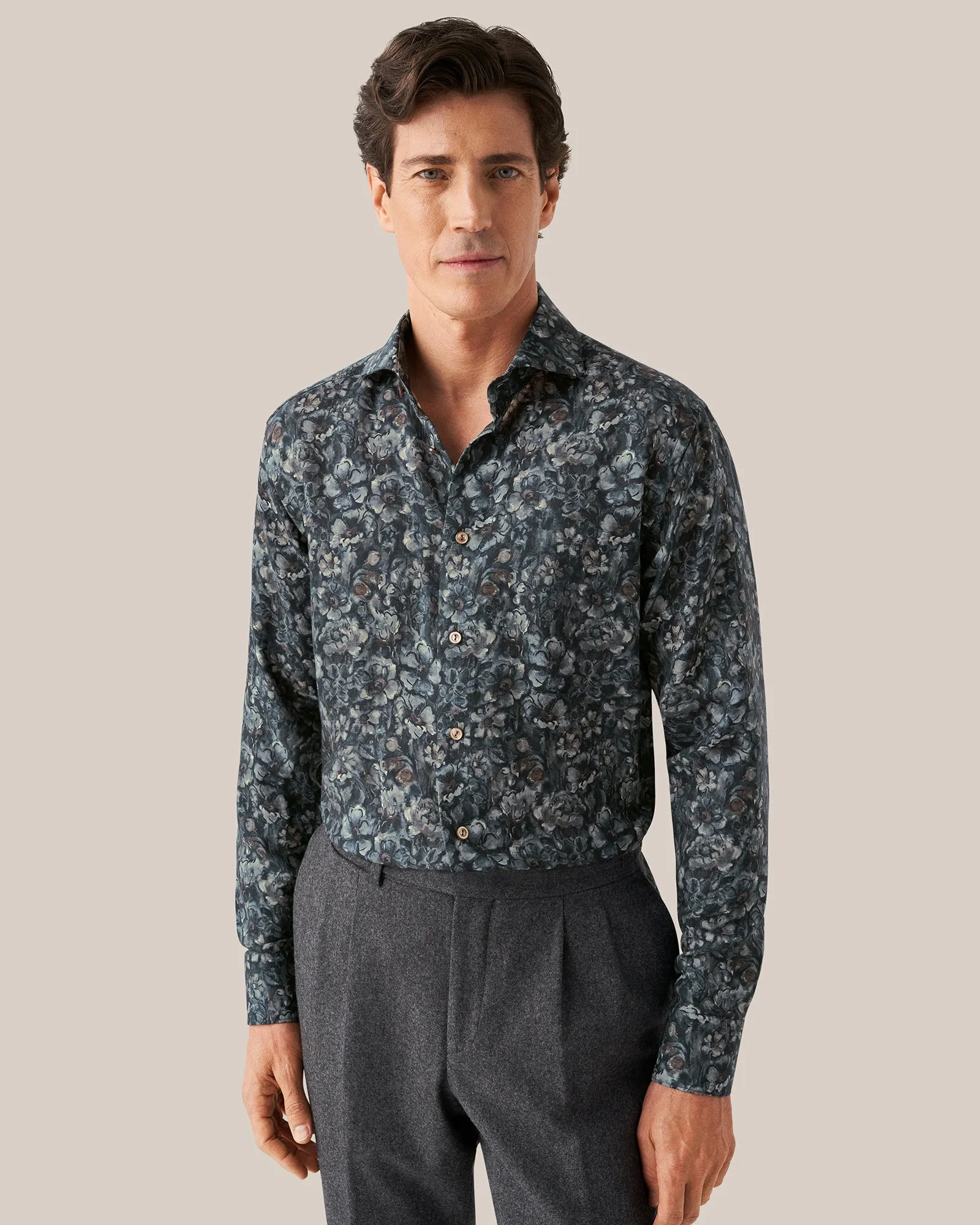 ETON 100010284 BLUE FLORAL SLIM SC SHIRT