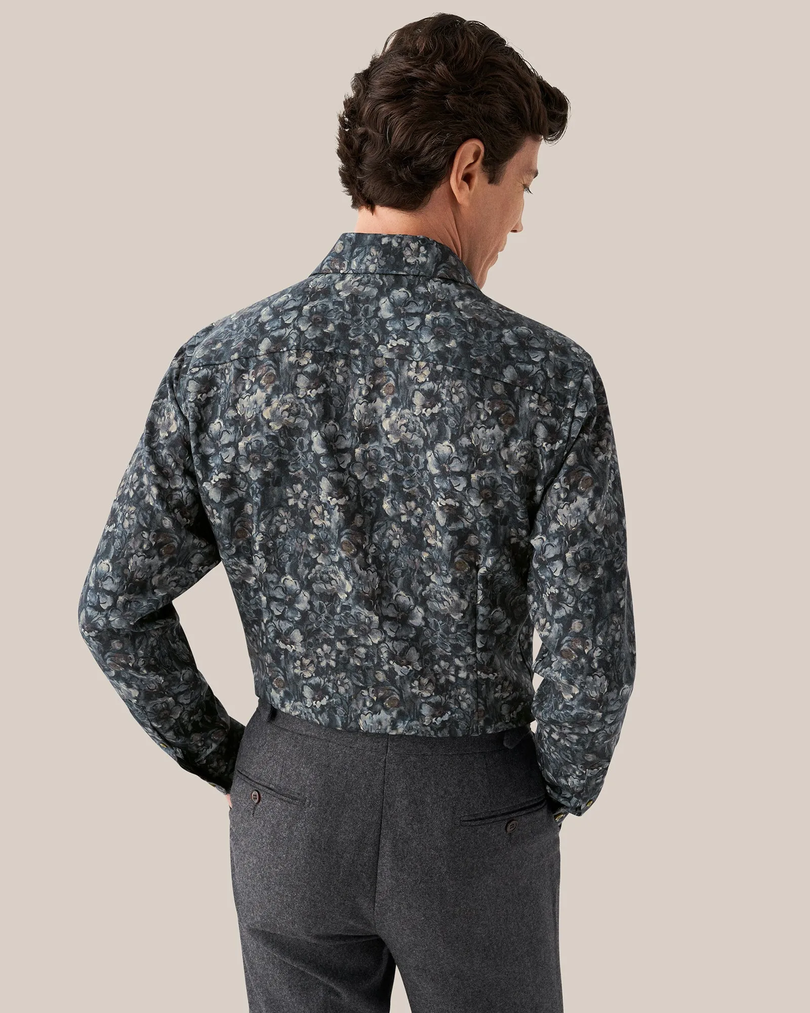 ETON 100010284 BLUE FLORAL SLIM SC SHIRT