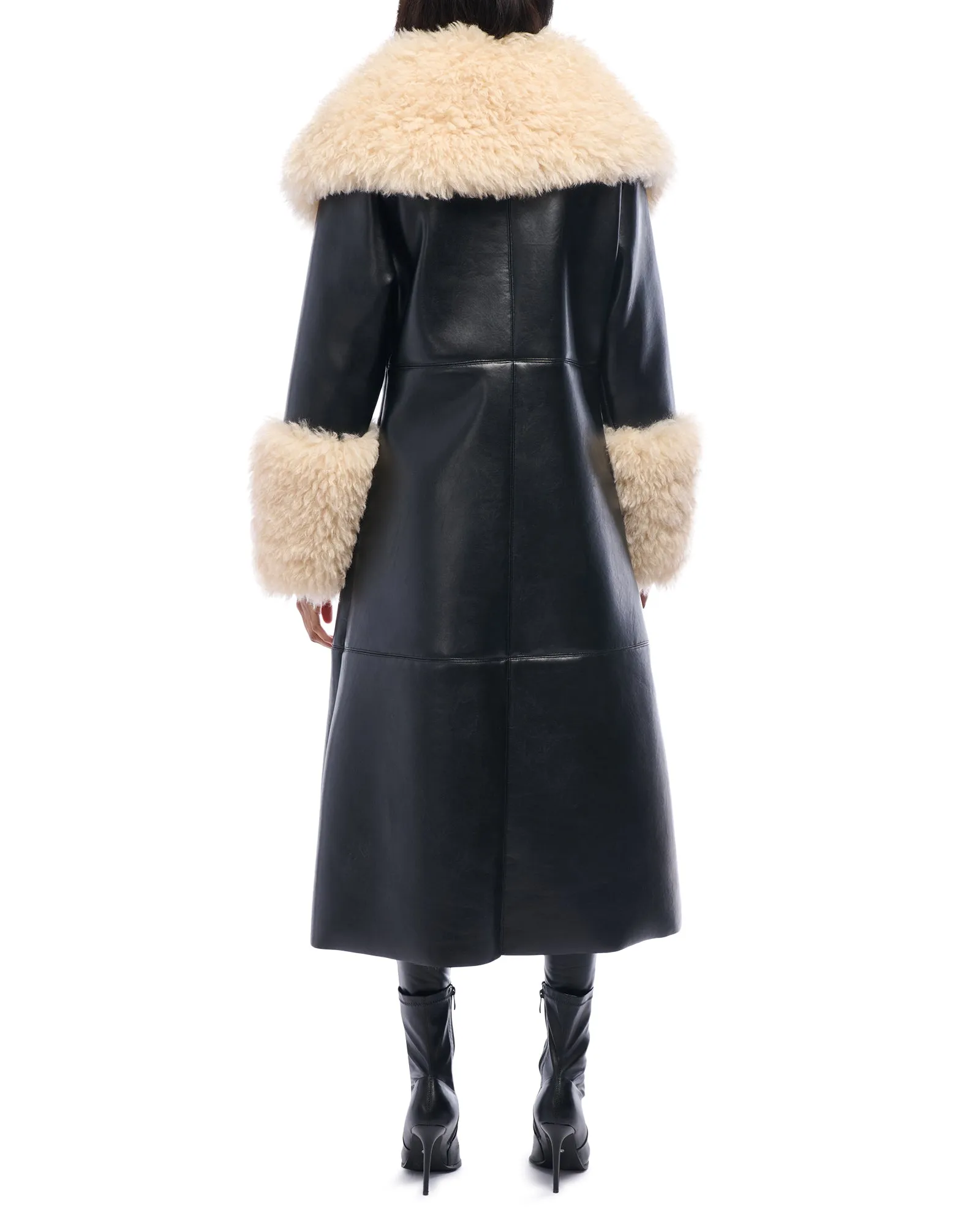 Fluffy Trench Black Faux Fur Jacket