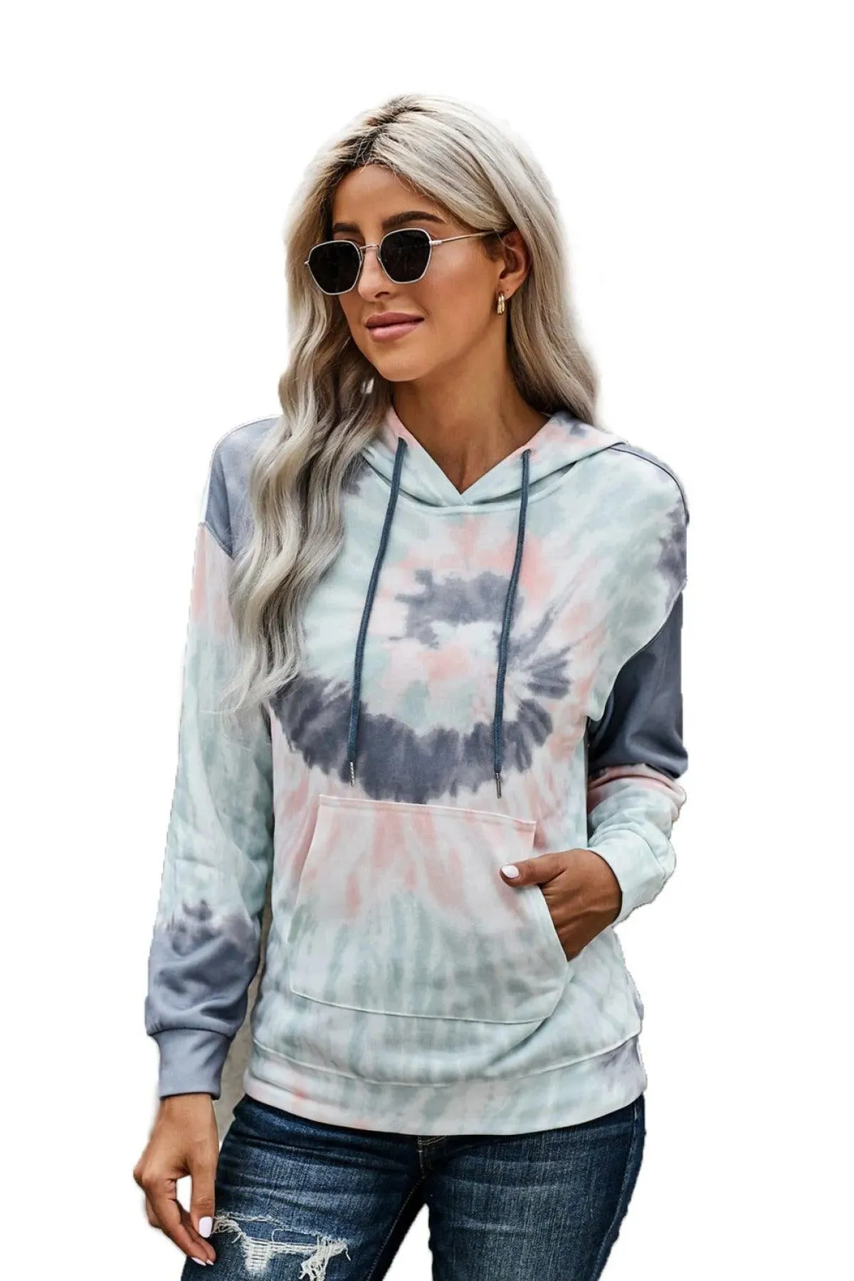 Get Cozy Tie-Dye Print Pullover Hoodie - Perfect for Ladies!