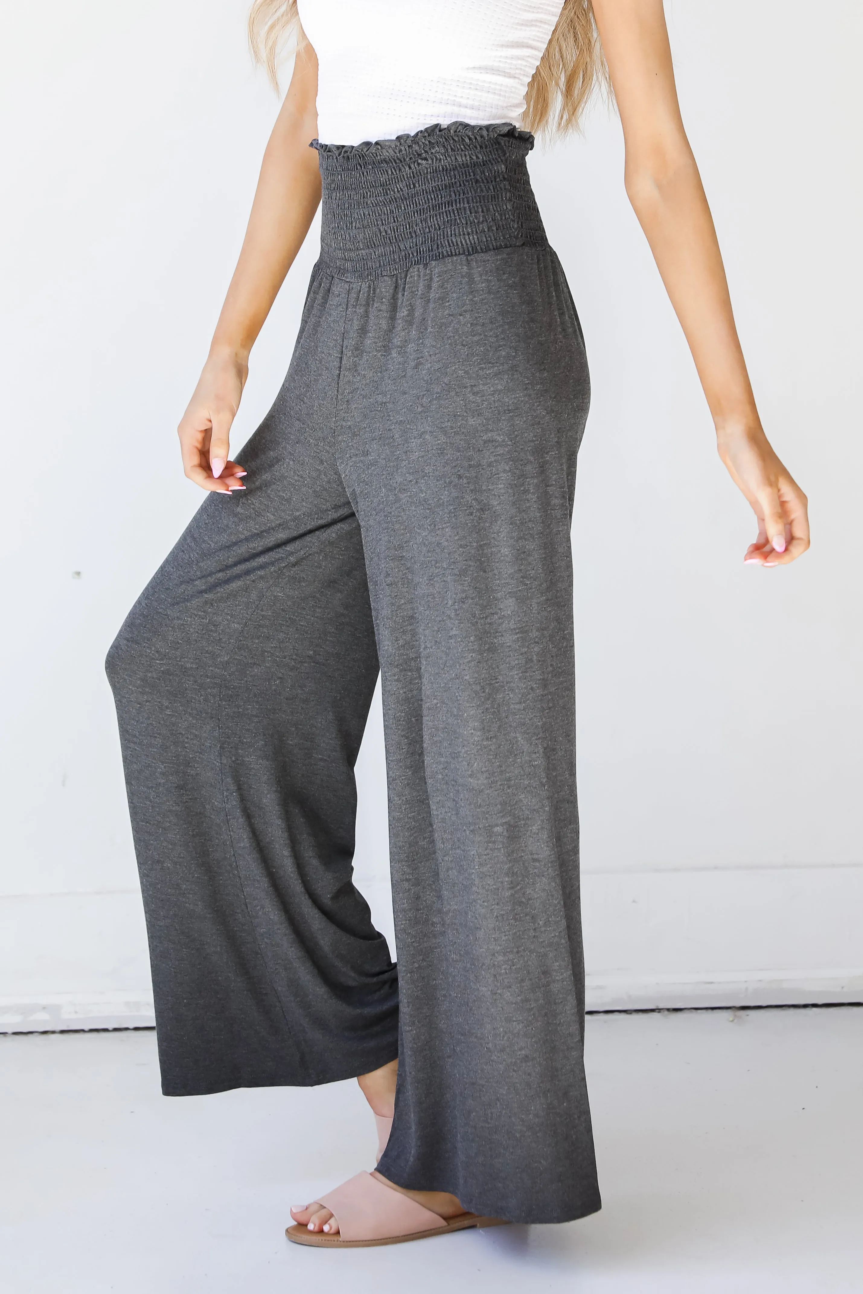 Here For You Smocked Wide Leg Pants