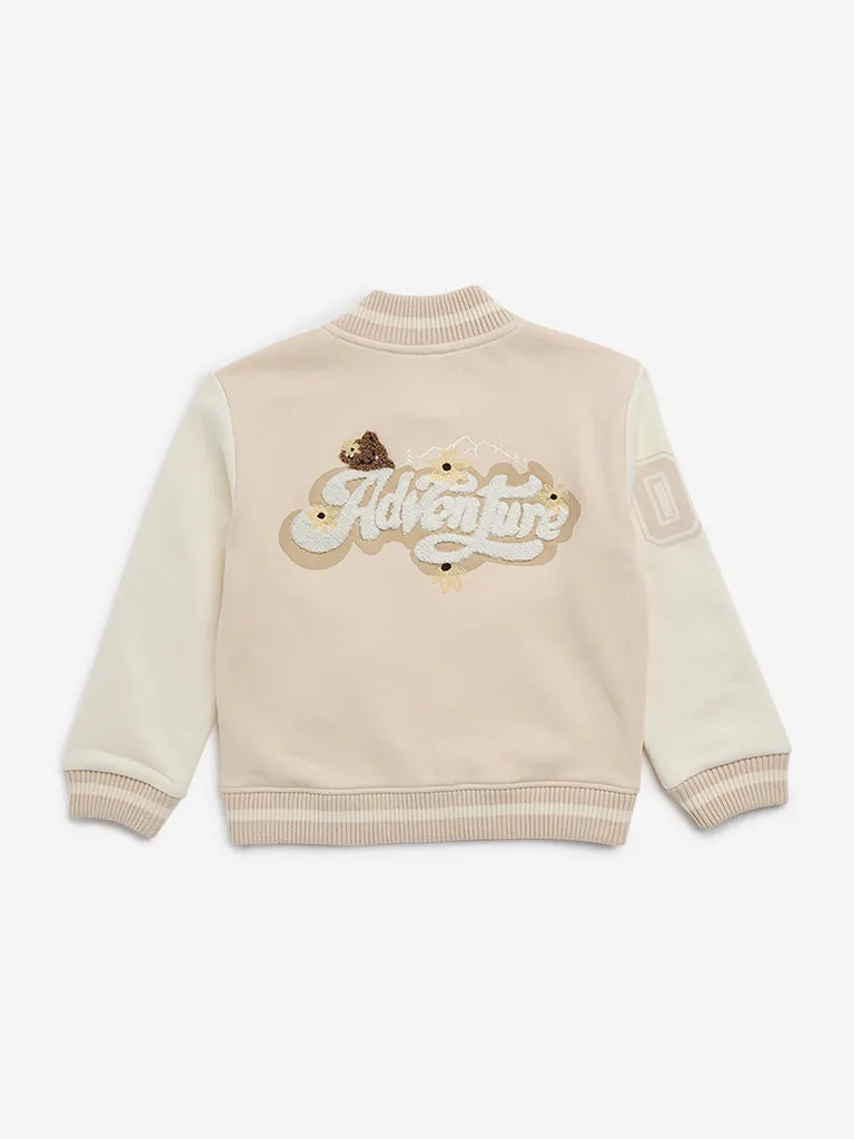 HOP Kids Beige Varsity Jacket