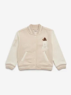 HOP Kids Beige Varsity Jacket