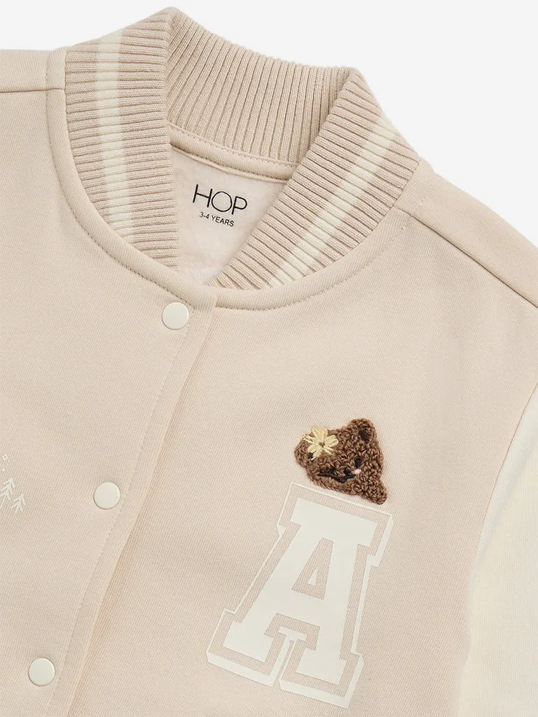 HOP Kids Beige Varsity Jacket