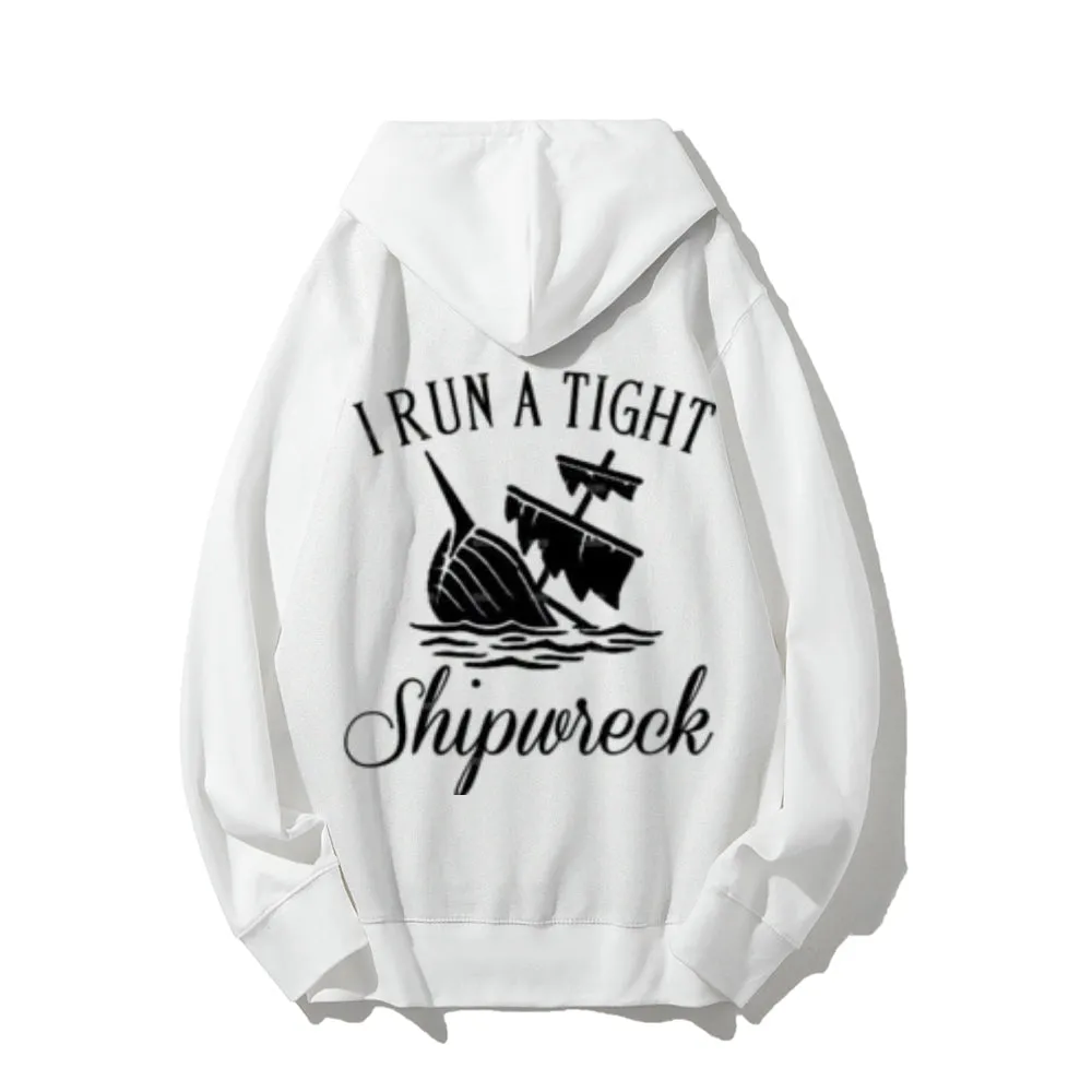 I Run A Tight Funny Letter Graphic Pullover With Kangaroo Pocket Hoodies