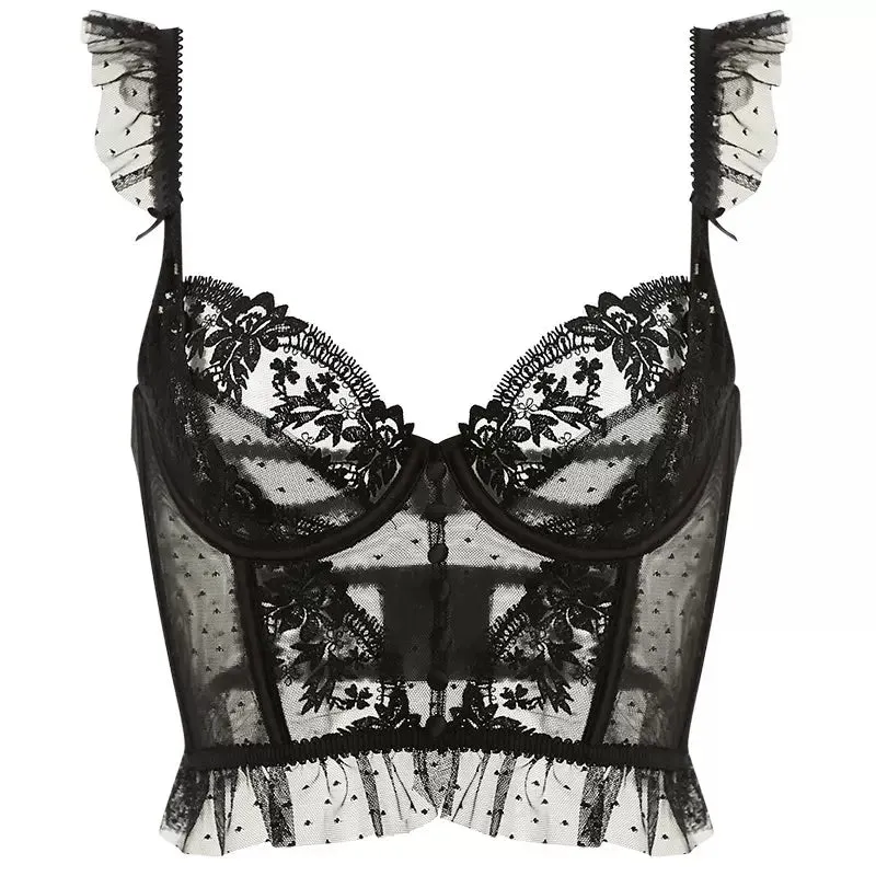 Kamela Ruffle Detail Lace Corset Top