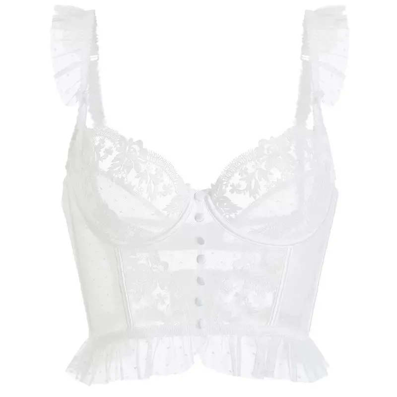 Kamela Ruffle Detail Lace Corset Top