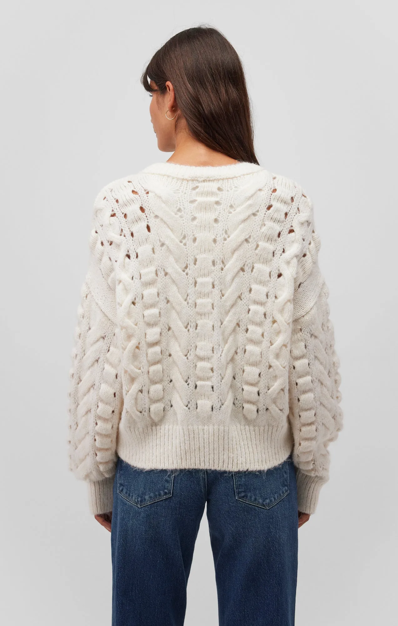 KNIT BUTTON CARDIGAN IN COCONUT MILK