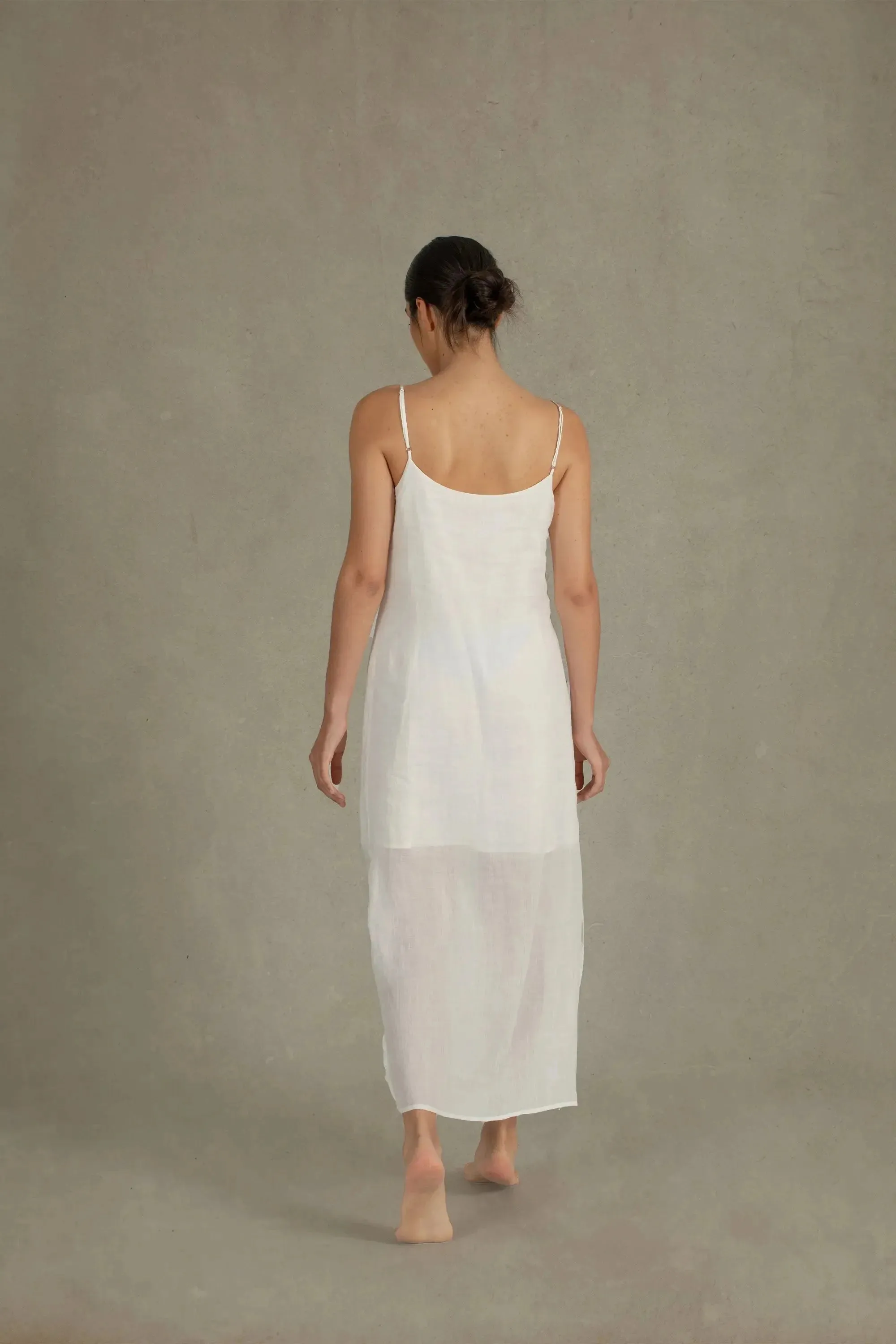 Léa Ramie Linen Slip Dress White & Black