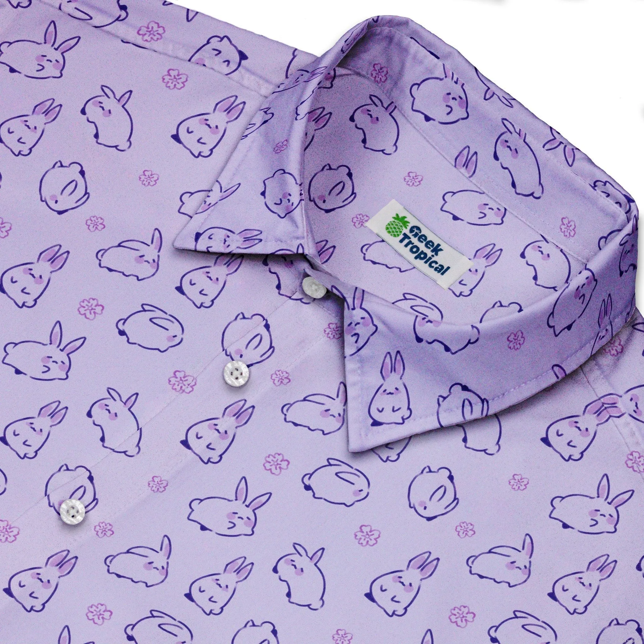 Lilac Anime Bunnies Button Up Shirt