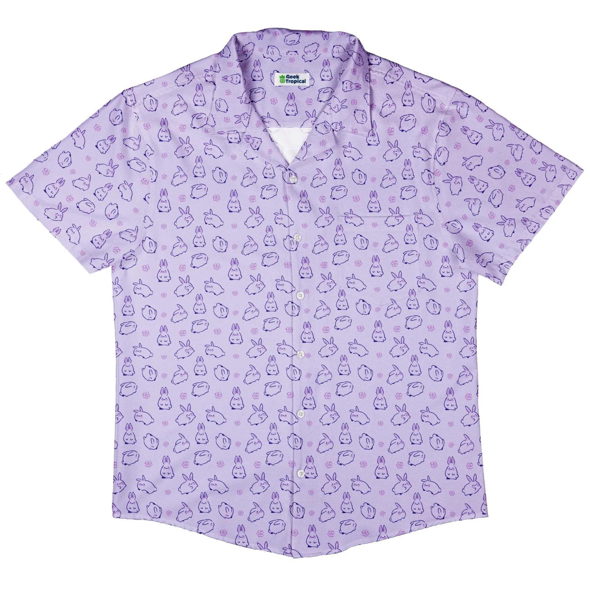 Lilac Anime Bunnies Button Up Shirt