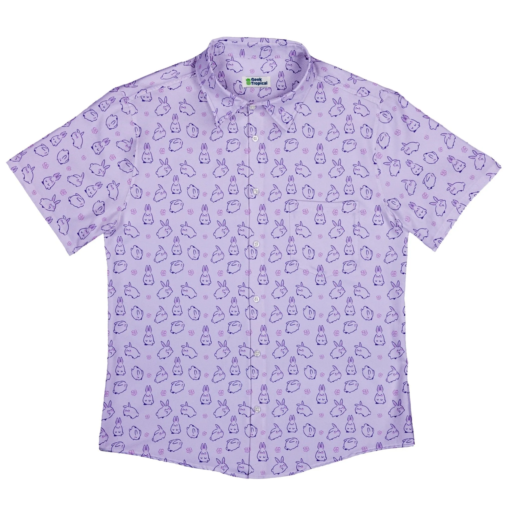 Lilac Anime Bunnies Button Up Shirt