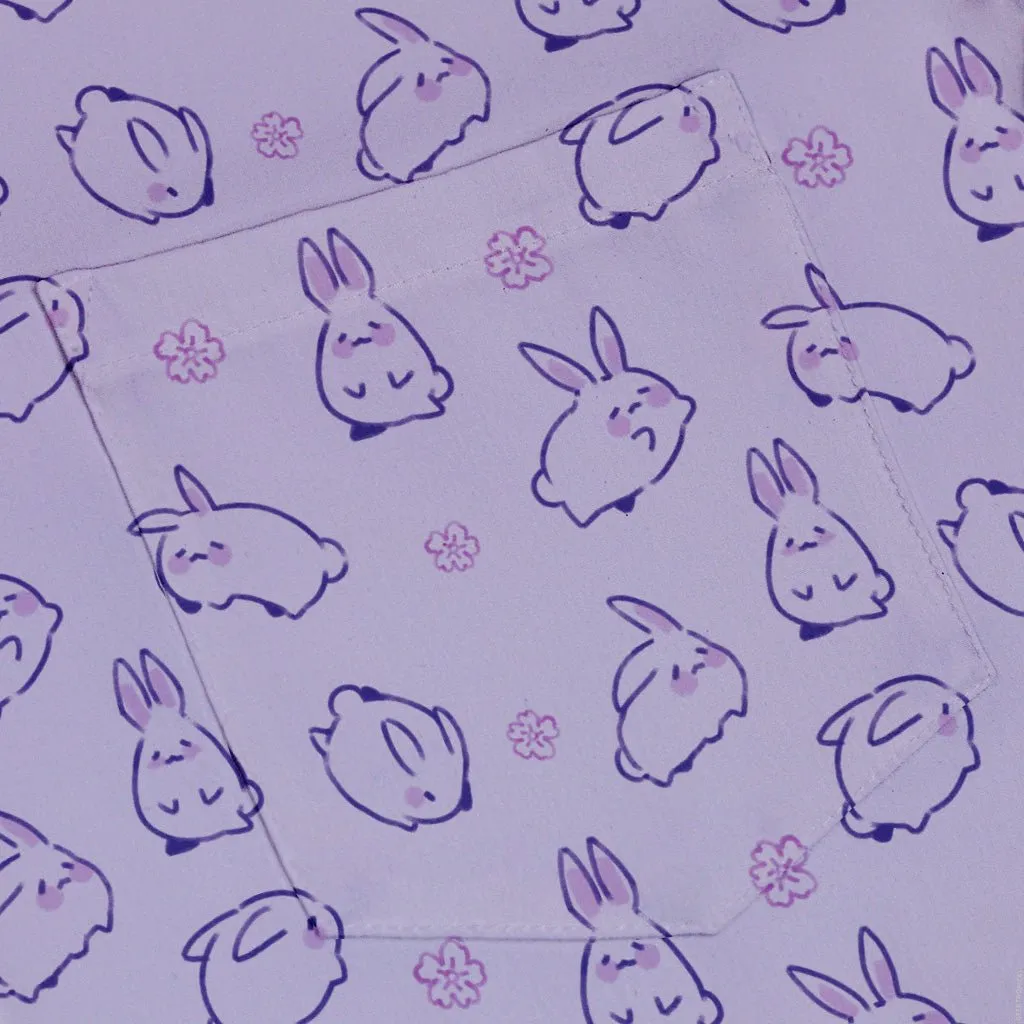 Lilac Anime Bunnies Button Up Shirt