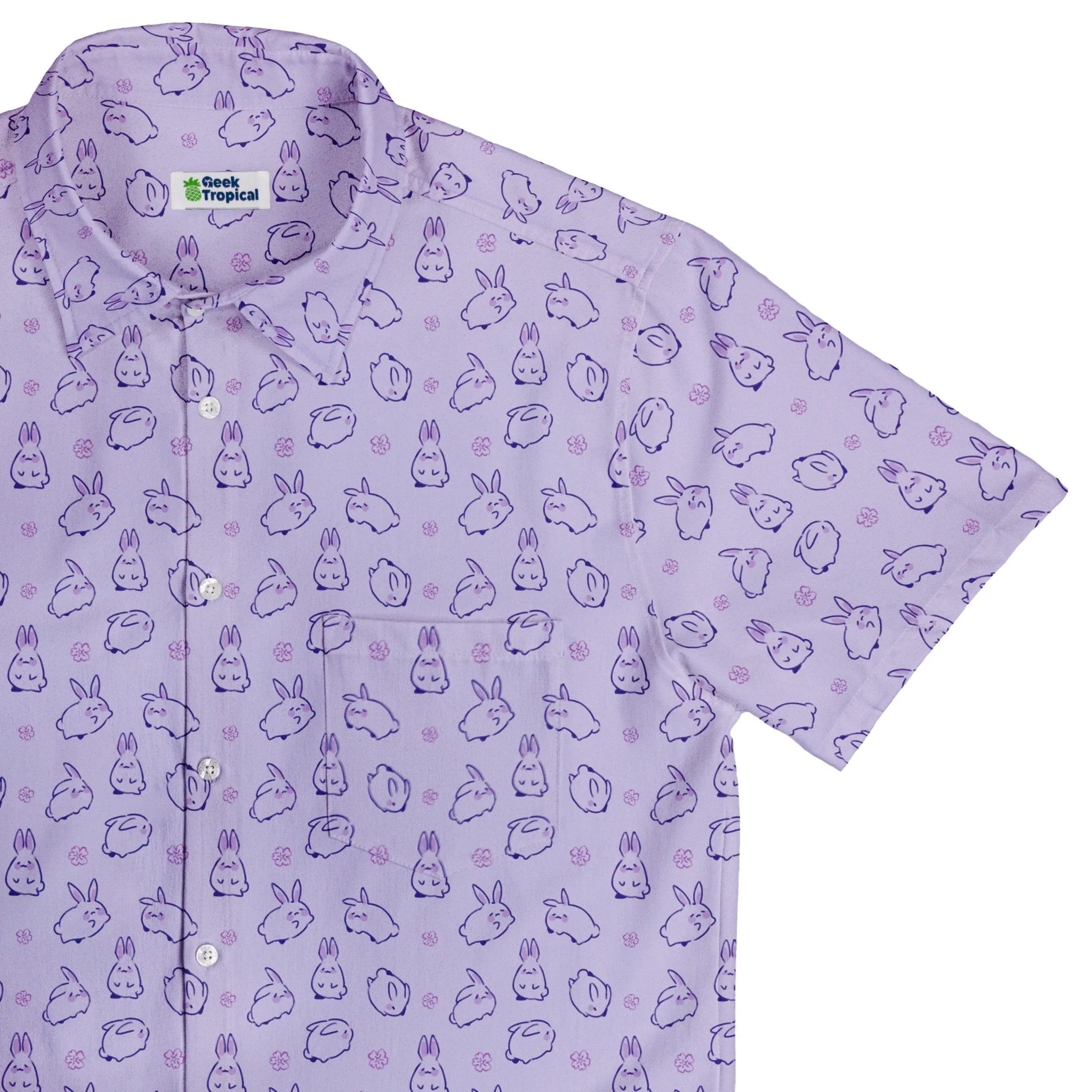 Lilac Anime Bunnies Button Up Shirt