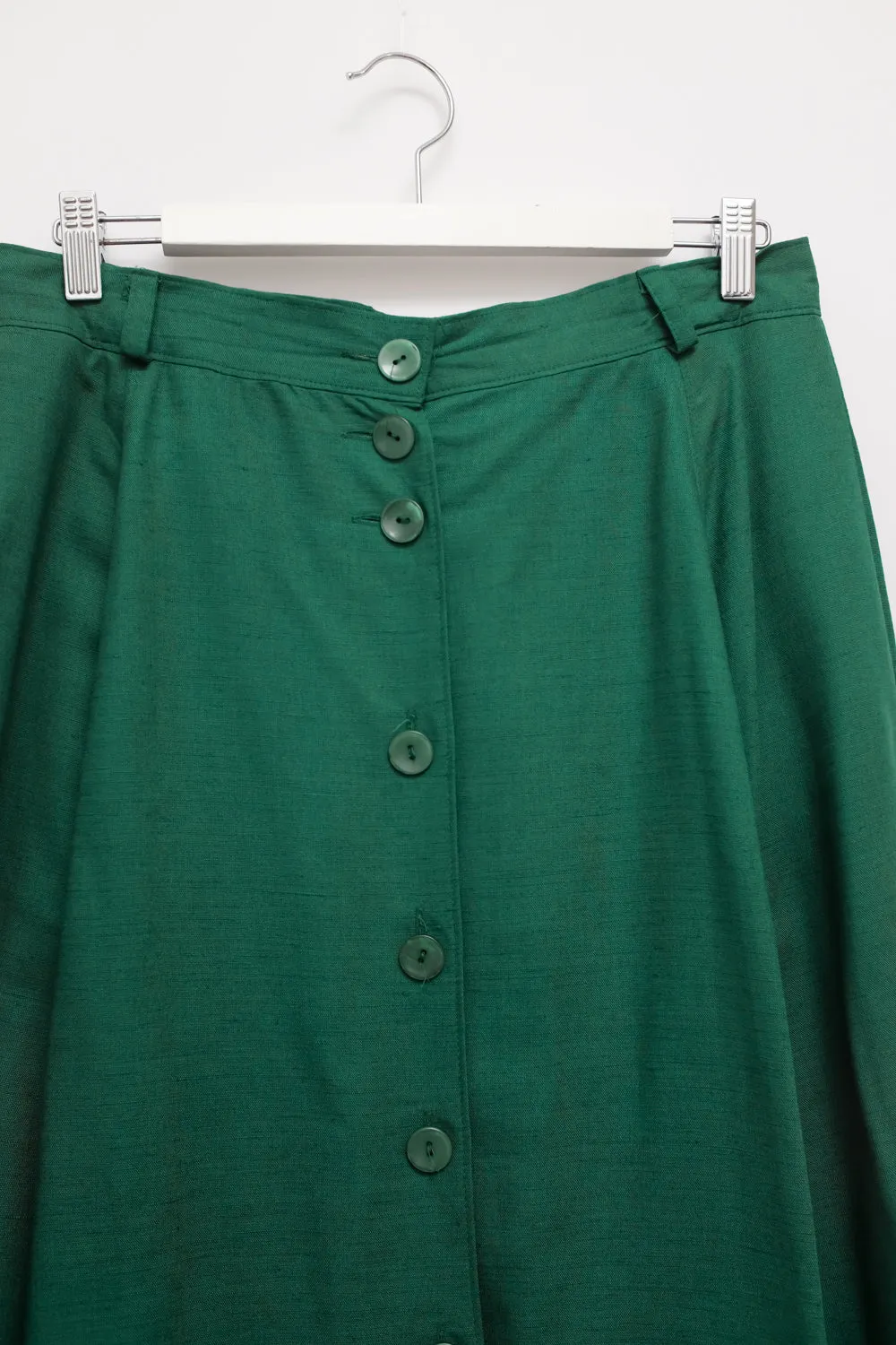 LINEN VISCOSE GREEN VINTAGE SKIRT