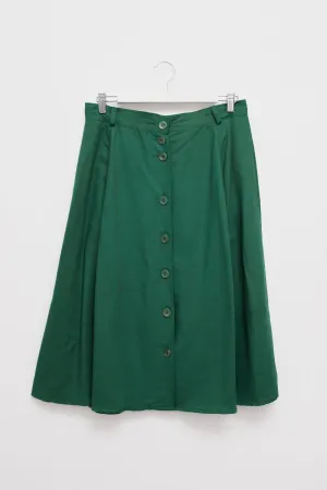 LINEN VISCOSE GREEN VINTAGE SKIRT