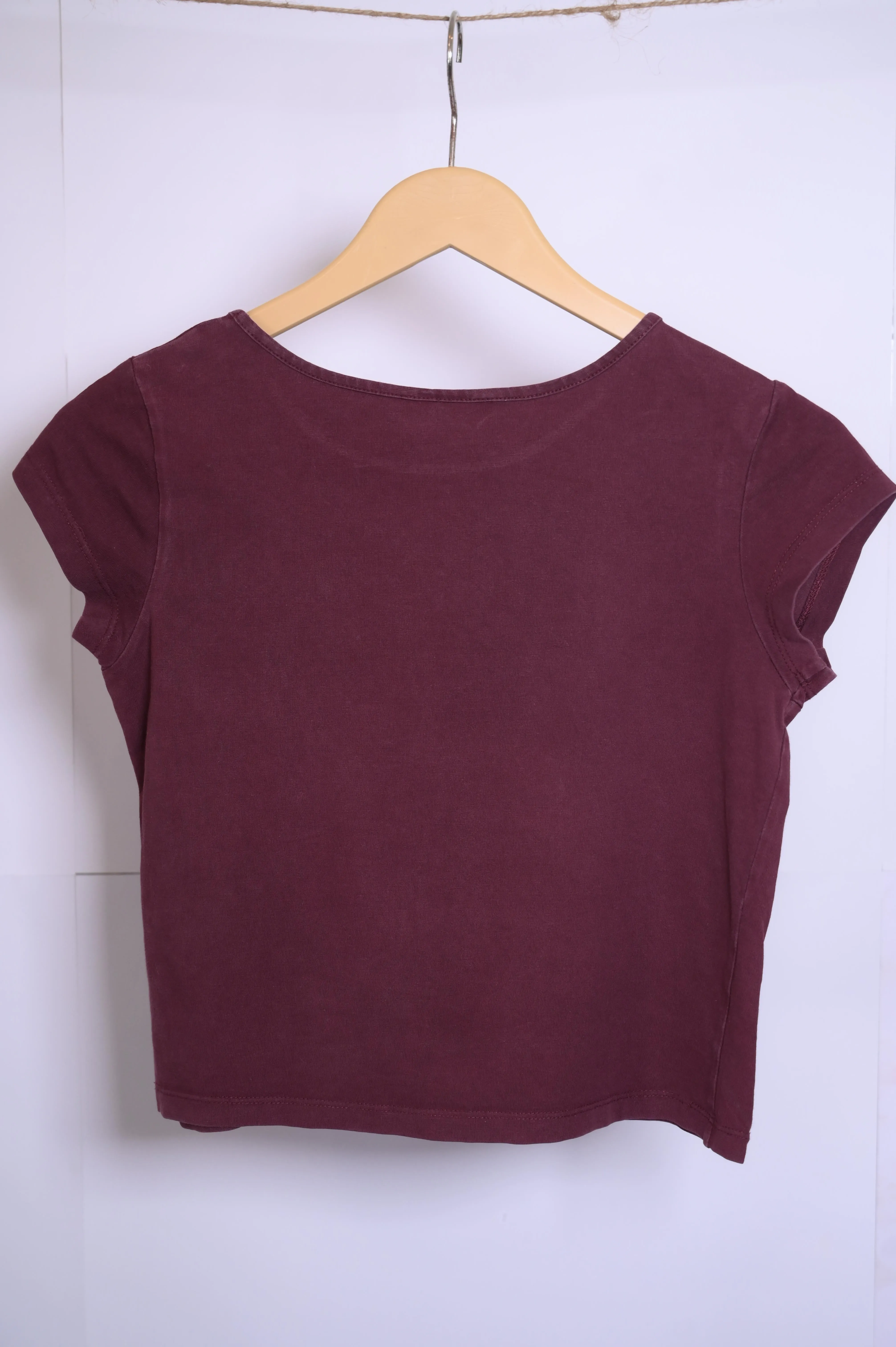 Maroon Denim Jeans Crop Top – Small