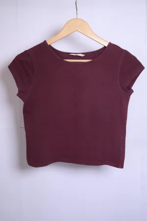 Maroon Denim Jeans Crop Top – Small