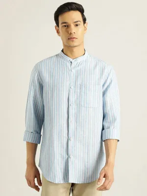 Men Striped Full Sleeve Linen Blend Shirt