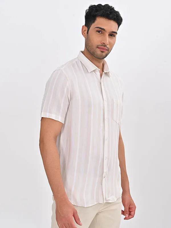 Men Striped Half Sleeve Viscose Blend Shirt