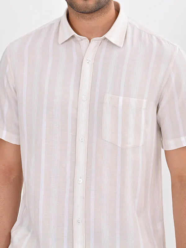 Men Striped Half Sleeve Viscose Blend Shirt