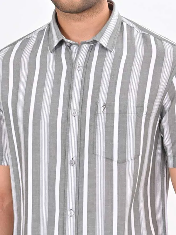 Men Striped Half Sleeve Viscose Blend Shirt